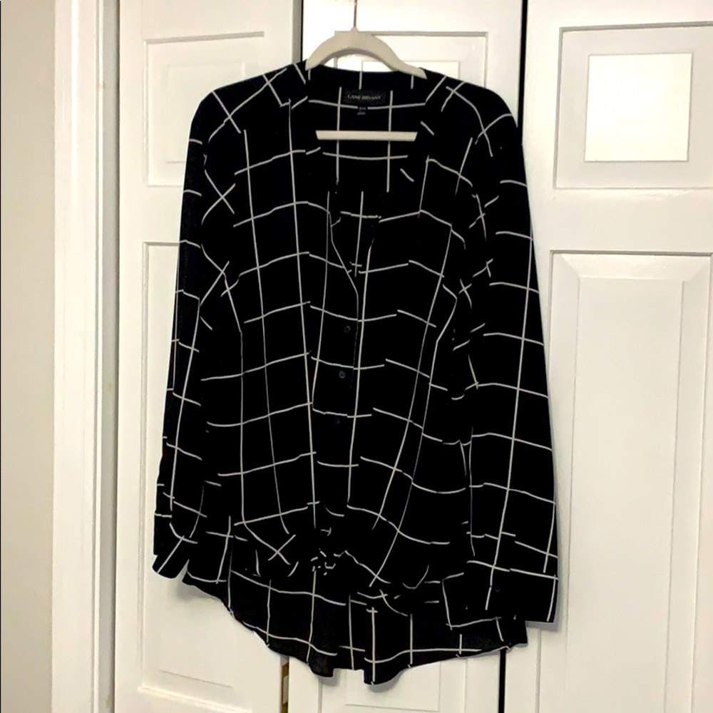 Black and white windowpane blouse
